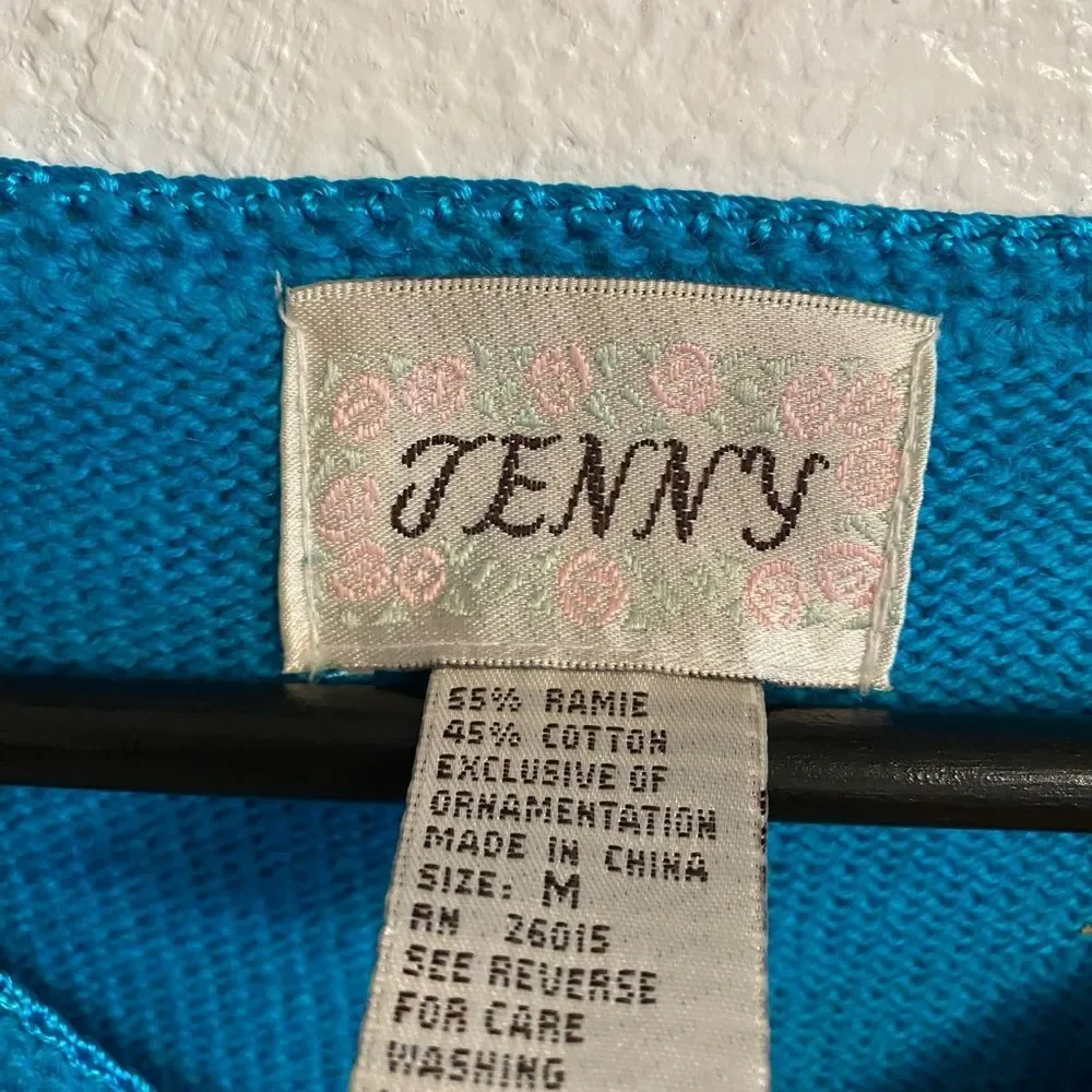 New Colorful M Flamingo Colorful Sweater Granny Bright Cottage Coquette b1-22 - Picture 5 of 10